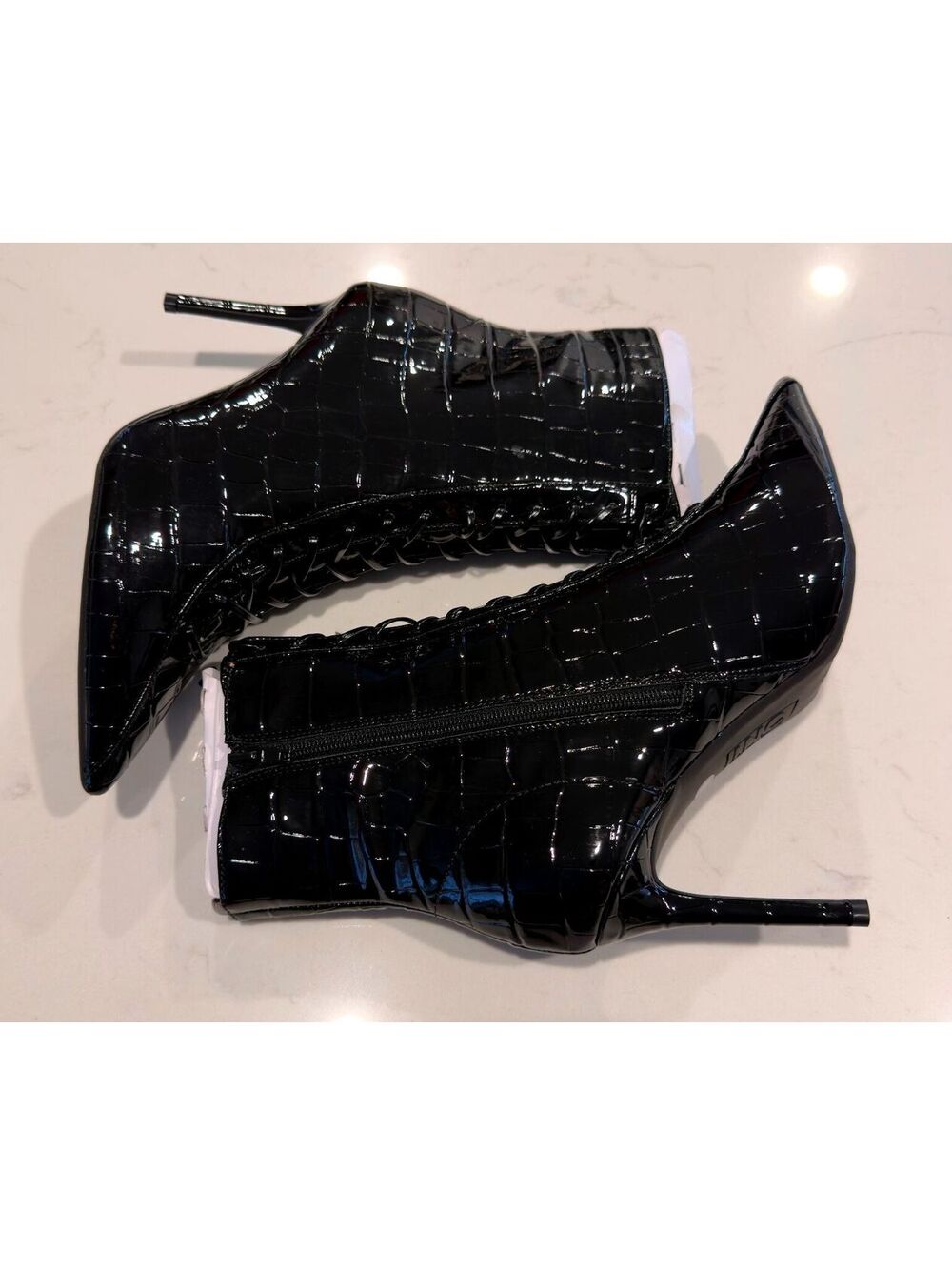 I.N.C. International Concepts Black Patent Hariet Lace-Up Booties Women Size 9.5